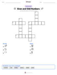 Even and Odd Numbers printable worksheet preview
