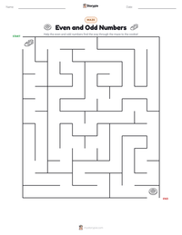 Even and Odd Numbers printable worksheet preview