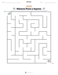 Vista previa de la hoja de trabajo imprimible de Números Pares e Impares