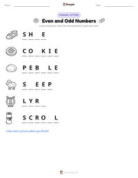 Even and Odd Numbers printable worksheet preview
