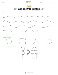 Even and Odd Numbers printable worksheet preview