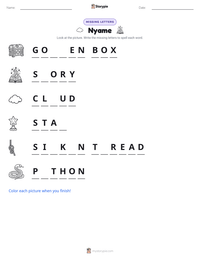 Nyame printable worksheet preview