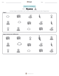 Aperçu de la feuille de travail imprimable Nyame