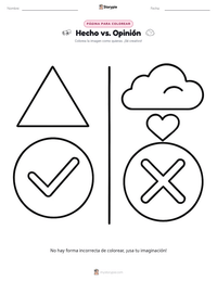 Página para colorear de Hecho vs. Opinión para niños