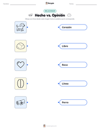 Hoja de trabajo imprimible de Hecho vs. Opinión para niños