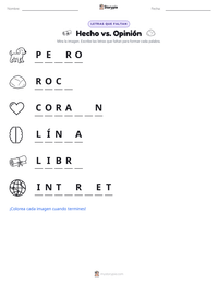 Vista previa de la hoja de trabajo imprimible de Hecho vs. Opinión