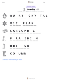 Granite printable worksheet preview