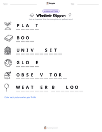 Wladimir Köppen printable worksheet preview