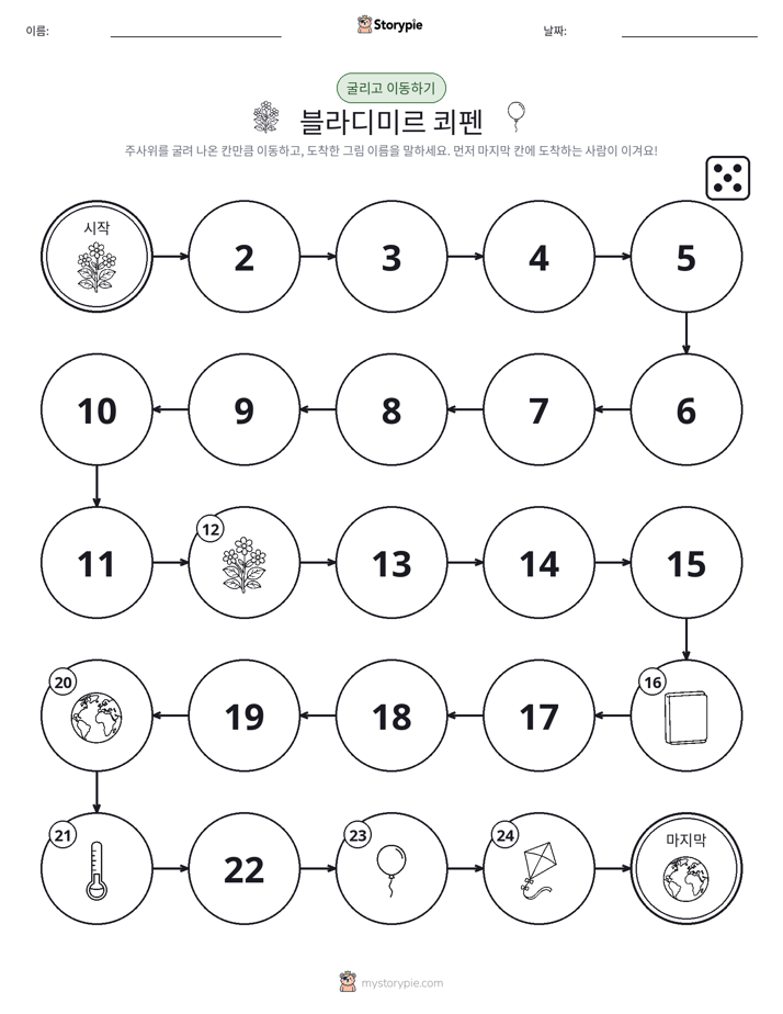 주사위 굴리고 이동하기 게임