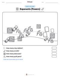 Exponents (Powers) printable worksheet preview