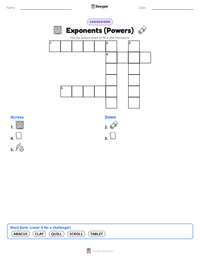 Exponents (Powers) printable worksheet preview