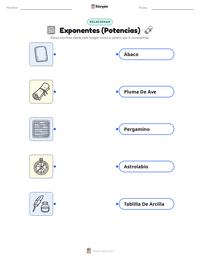 Hoja de trabajo imprimible de Exponentes (Potencias) para niños