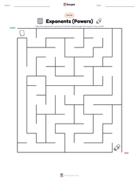 Exponents (Powers) printable worksheet preview