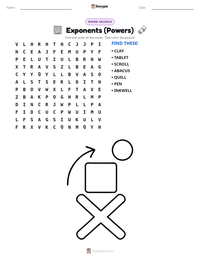 Exponents (Powers) printable worksheet preview