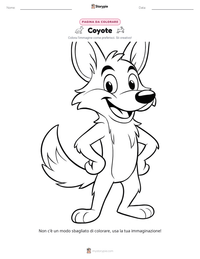 Pagina da colorare di Coyote per bambini