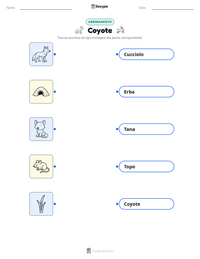 Scheda stampabile di Coyote per bambini