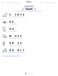 Coyote printable worksheet preview