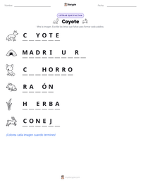 Vista previa de la hoja de trabajo imprimible de Coyote