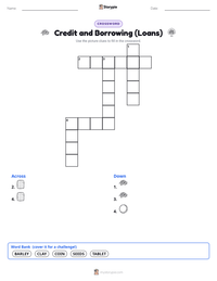Credit and Borrowing (Loans) printable worksheet preview