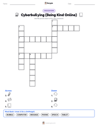 Cyberbullying (Being Kind Online) printable worksheet preview