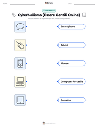 Scheda stampabile di Cyberbullismo (Essere Gentili Online) per bambini