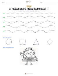 Cyberbullying (Being Kind Online) printable worksheet preview