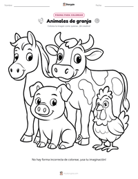 Página para colorear de Animales de granja para niños