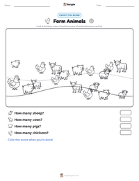 Farm Animals printable worksheet preview