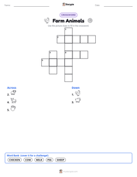 Farm Animals printable worksheet preview