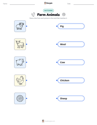 Farm Animals printable worksheet for kids