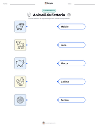 Scheda stampabile di Animali da Fattoria per bambini