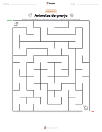 Vista previa de la hoja de trabajo imprimible de Animales de granja
