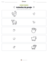 Vista previa de la hoja de trabajo imprimible de Animales de granja
