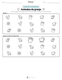 Vista previa de la hoja de trabajo imprimible de Animales de granja