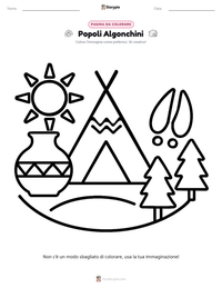Pagina da colorare di Popoli Algonchini per bambini