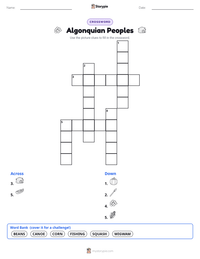Algonquian Peoples printable worksheet preview