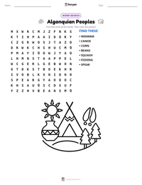 Algonquian Peoples printable worksheet preview
