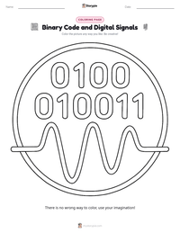 Binary Code and Digital Signals coloring page for kids