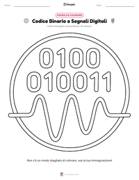 Pagina da colorare di Codice Binario e Segnali Digitali per bambini