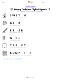 Binary Code and Digital Signals printable worksheet preview