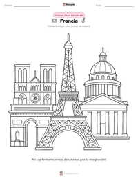 Página para colorear de Francia para niños