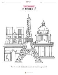 Pagina da colorare di Francia per bambini