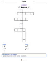 France printable worksheet preview