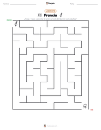 Vista previa de la hoja de trabajo imprimible de Francia