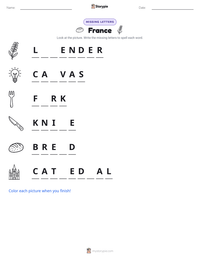 France printable worksheet preview