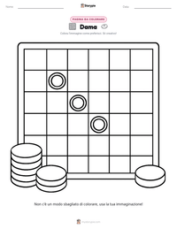 Pagina da colorare di Dama per bambini