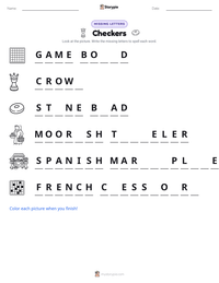 Checkers printable worksheet preview