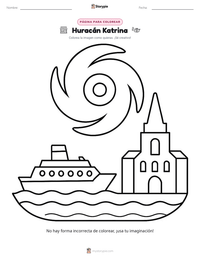 Página para colorear de Huracán Katrina para niños