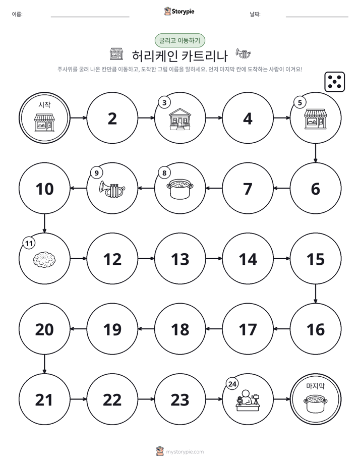 주사위 굴리고 이동하기 게임