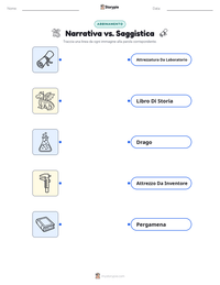 Scheda stampabile di Narrativa vs. Saggistica per bambini